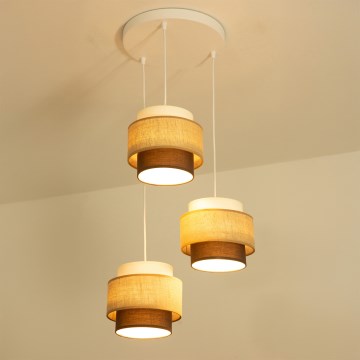 Brilagi - Suspension sur câble RESNA 3xE27/60W/230V Ø 45 cm beige/noir