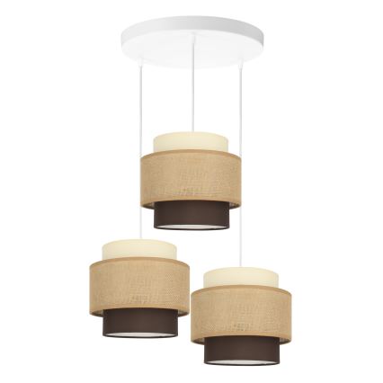 Brilagi - Suspension sur câble RESNA 3xE27/60W/230V Ø 45 cm beige/noir