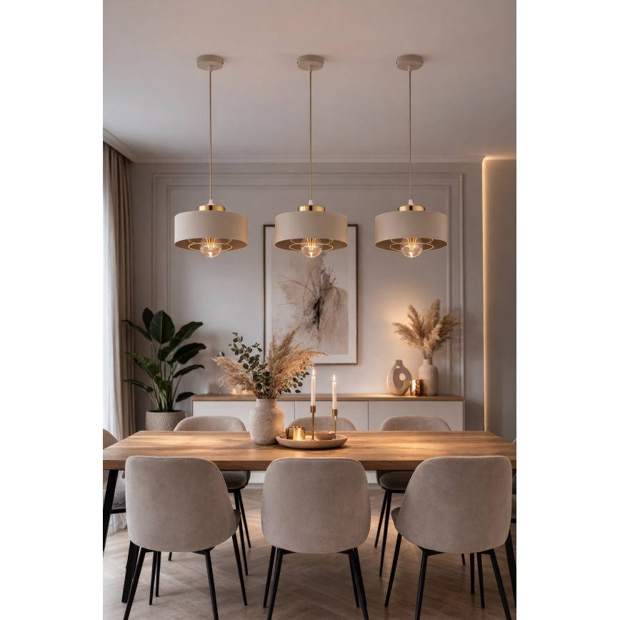 Brilagi - Suspension sur câble SPRING 1xE27/60W/230V Ø 20 cm beige/doré