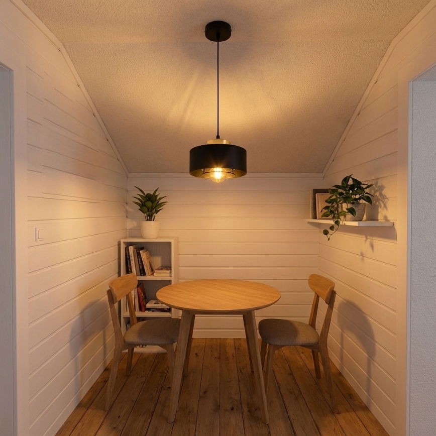 Brilagi - Suspension sur câble SPRING 1xE27/60W/230V Ø 20 cm noir/doré