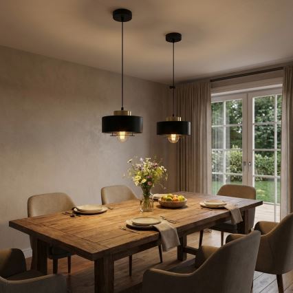 Brilagi - Suspension sur câble SPRING 1xE27/60W/230V Ø 20 cm noir/doré