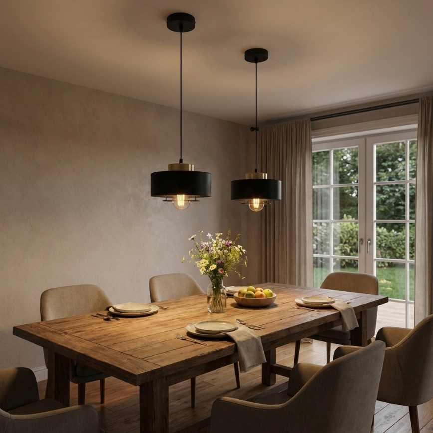 Brilagi - Suspension sur câble SPRING 1xE27/60W/230V Ø 20 cm noir/doré