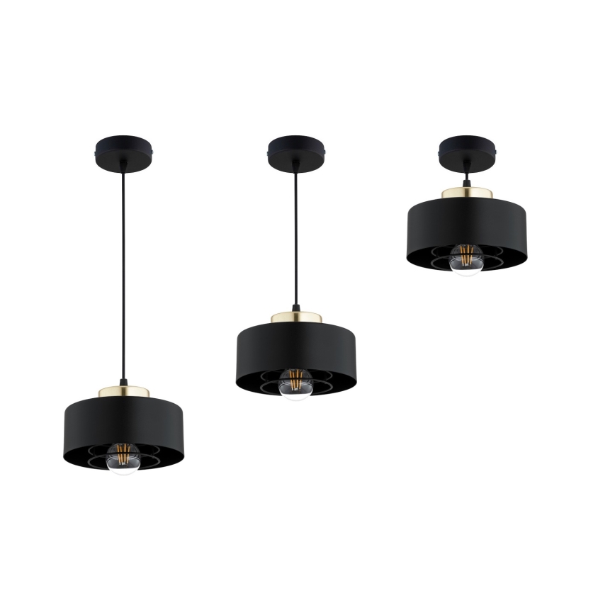Brilagi - Suspension sur câble SPRING 1xE27/60W/230V Ø 20 cm noir/doré