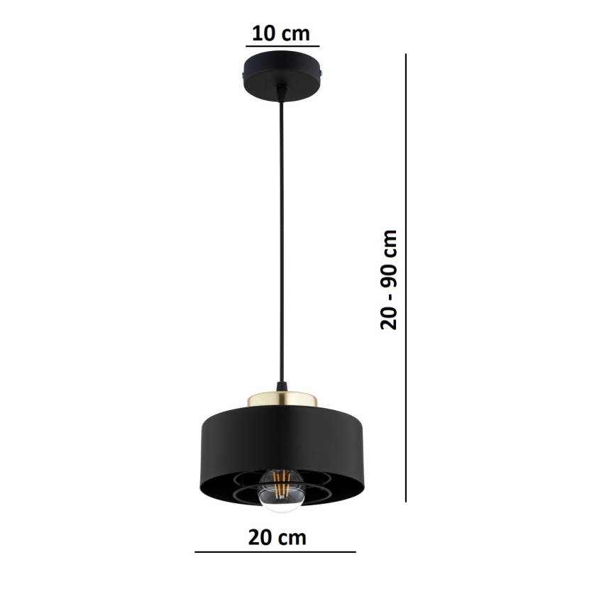 Brilagi - Suspension sur câble SPRING 1xE27/60W/230V Ø 20 cm noir/doré