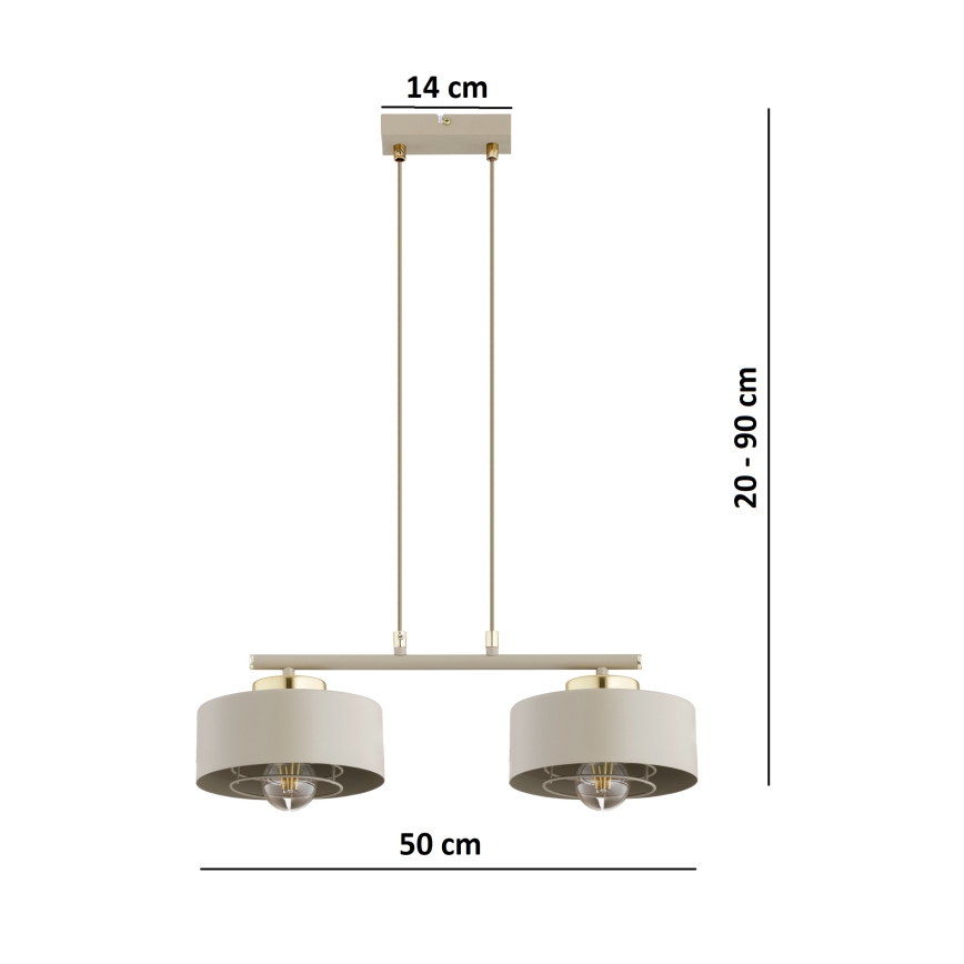 Brilagi - Suspension sur câble SPRING 2xE27/60W/230V beige/doré