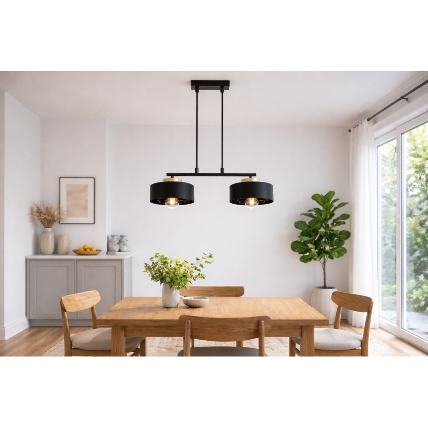 Brilagi - Suspension sur câble SPRING 2xE27/60W/230V noir/doré