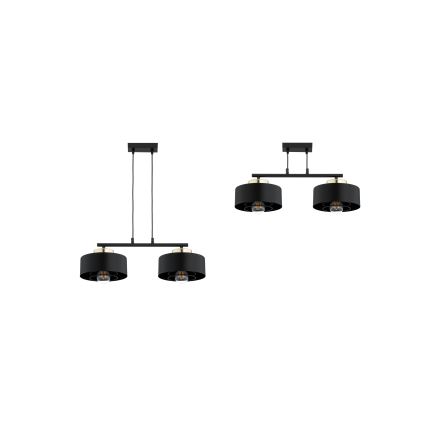 Brilagi - Suspension sur câble SPRING 2xE27/60W/230V noir/doré