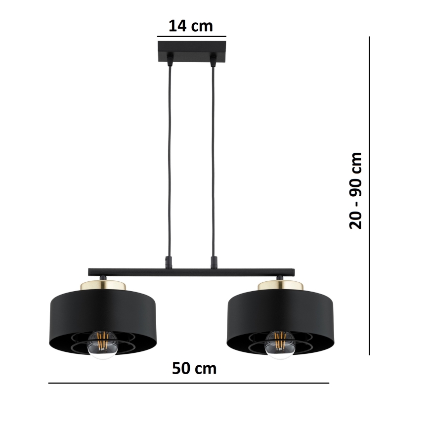 Brilagi - Suspension sur câble SPRING 2xE27/60W/230V noir/doré