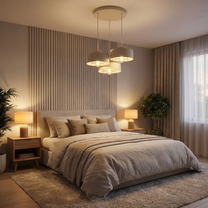 Brilagi - Suspension sur câble SPRING 3xE27/60W/230V beige/doré