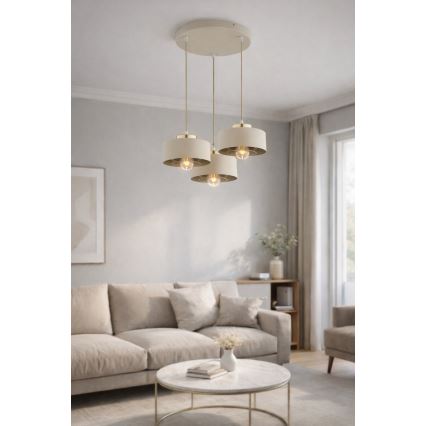 Brilagi - Suspension sur câble SPRING 3xE27/60W/230V beige/doré