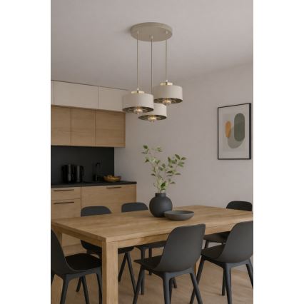 Brilagi - Suspension sur câble SPRING 3xE27/60W/230V beige/doré