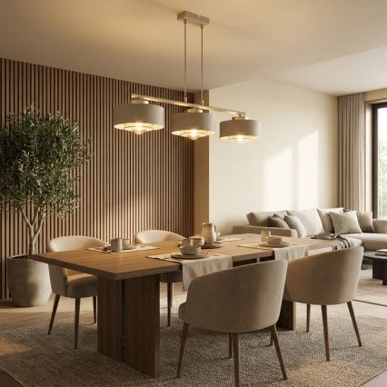 Brilagi - Suspension sur câble SPRING 3xE27/60W/230V beige/doré