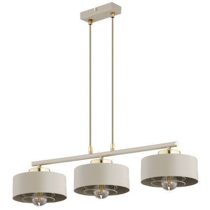 Brilagi - Suspension sur câble SPRING 3xE27/60W/230V beige/doré
