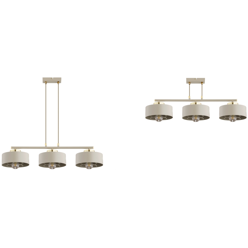 Brilagi - Suspension sur câble SPRING 3xE27/60W/230V beige/doré