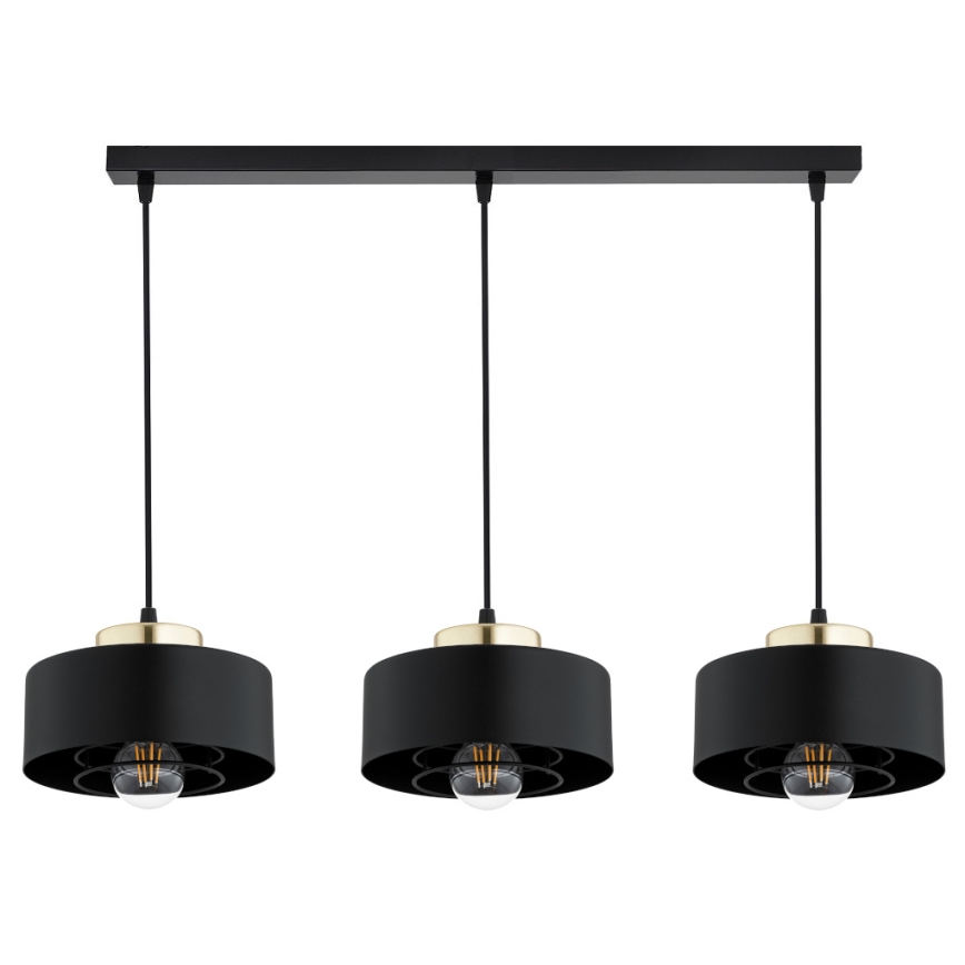 Brilagi - Suspension sur câble SPRING 3xE27/60W/230V noir/doré