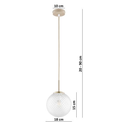 Brilagi - Suspension sur câble STELLA 1xE27/60W/230V Ø 18 cm beige/doré