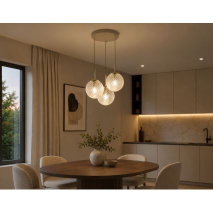 Brilagi - Suspension sur câble STELLA 3xE27/60W/230V beige/doré