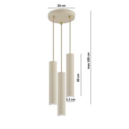 Brilagi - Suspension sur câble TUBE 3xGU10/15W/230V beige/doré