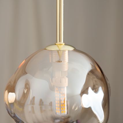 BRILAGI - Suspension sur câble VULCANO 1xG9/8W/230V Ø 15 cm dorée / beige fumé