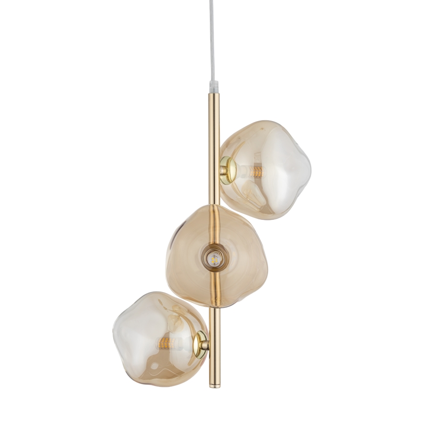 Brilagi - Suspension sur câble VULCANO 3xG9/8W/230V doré/beige fumé