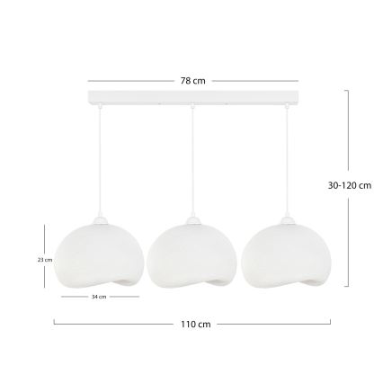 Brilagi - Suspension sur câble WABI SABI 3xE27/40W/230V blanche