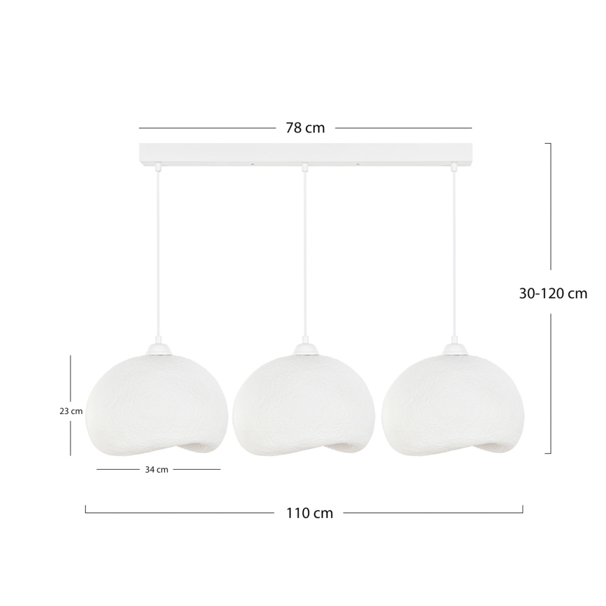 Brilagi - Suspension sur câble WABI SABI 3xE27/40W/230V blanche