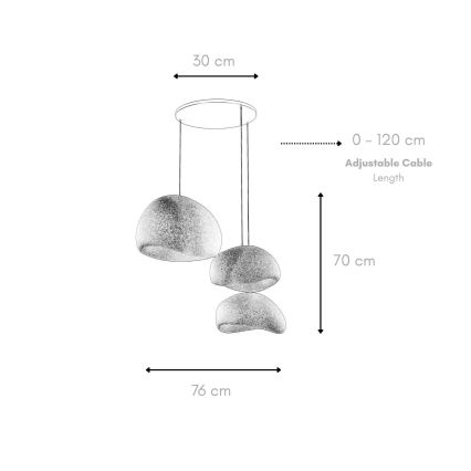 Brilagi - Suspension sur câble WABI SABI 3xE27/40W/230V, Ø 76 cm, blanche