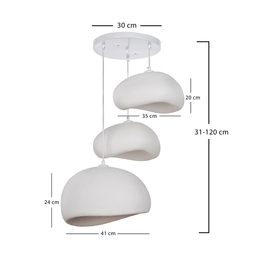 Brilagi - Suspension sur câble WABI SABI 3xE27/40W/230V, Ø 76 cm, blanche