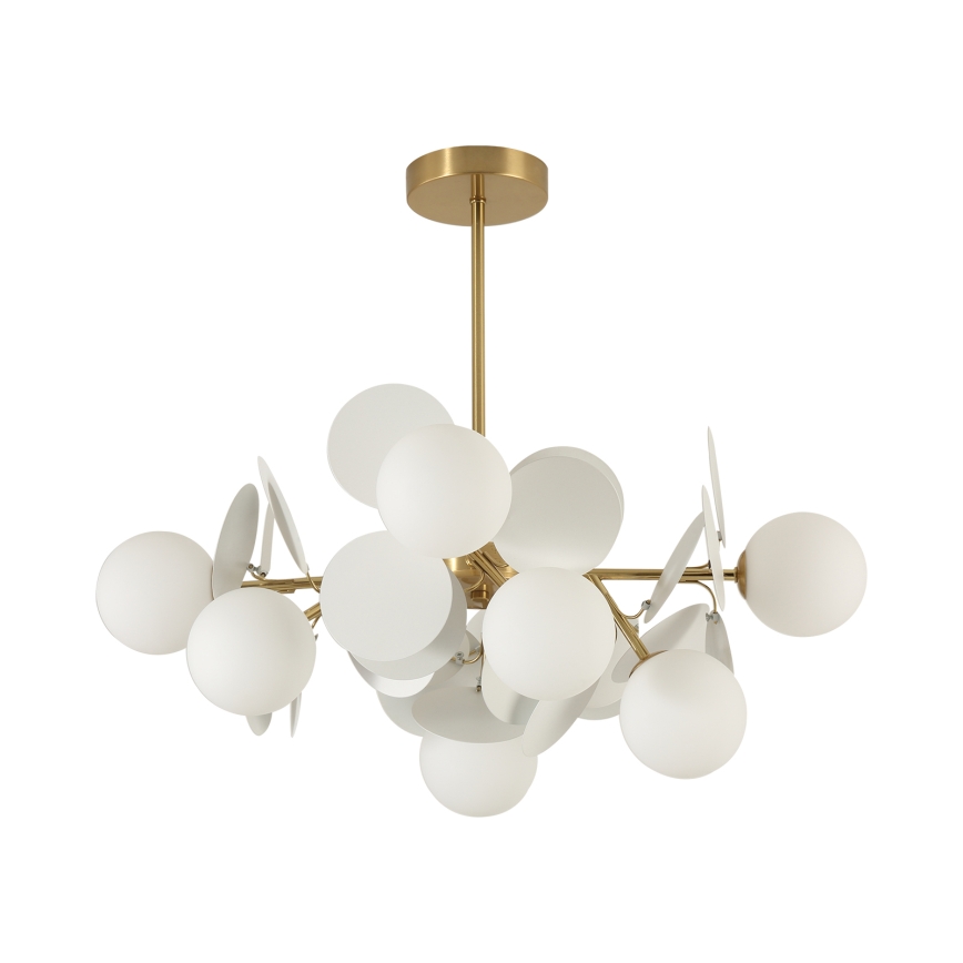 Brilagi - Suspension sur tige BALMO 8xG9/9W/230V diam. 60 cm doré/blanc