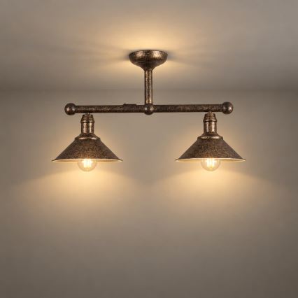 BRILAGI - Suspension sur tige FORGE 2xE27/60W/230V cuivre/patiné