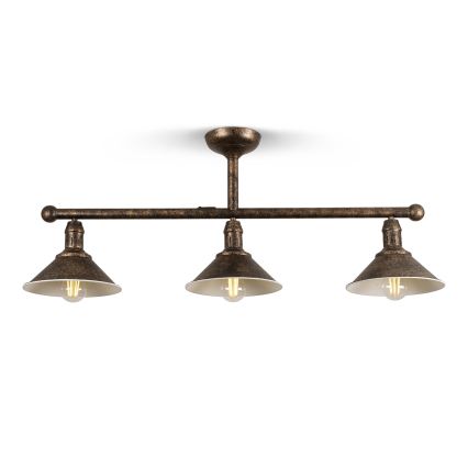 BRILAGI - Suspension sur tige FORGE 3xE27/60W/230V patine/cuivrée