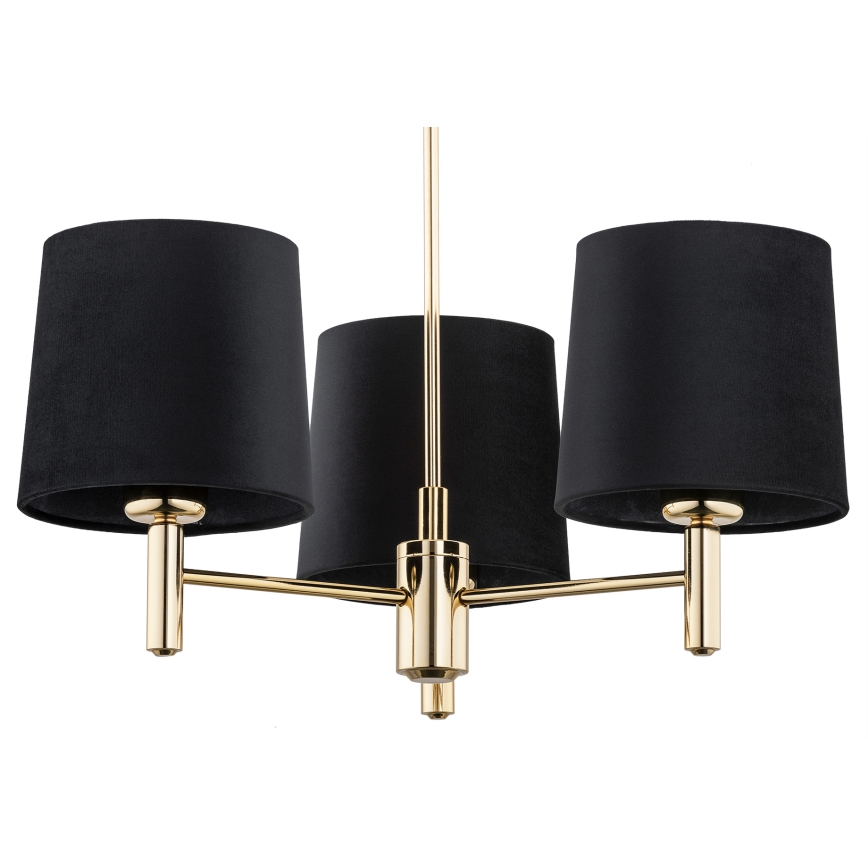 Brilagi - Suspension sur tige MONTE 3xE27/15W/230V noir/doré