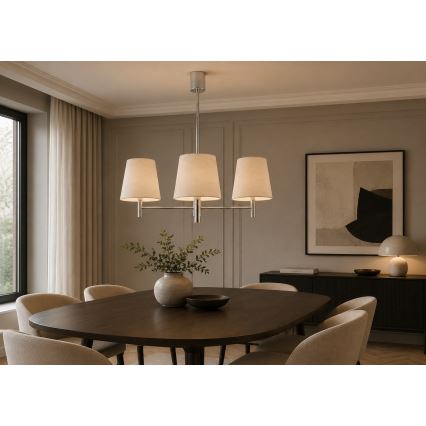 Brilagi - Suspension sur tige MONTE 3xE27/60W/230V crème/chrome brillant