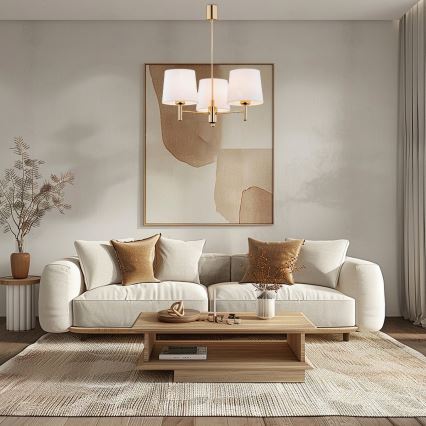 Brilagi - Suspension sur tige MONTE 3xE27/60W/230V crème/doré