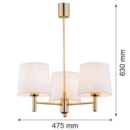 Brilagi - Suspension sur tige MONTE 3xE27/60W/230V crème/doré