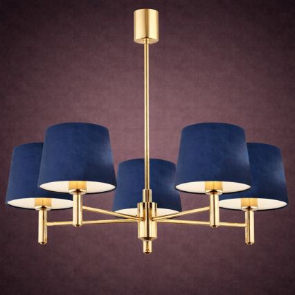 Brilagi - Suspension sur tige MONTE 5xE27/60W/230V bleu/doré