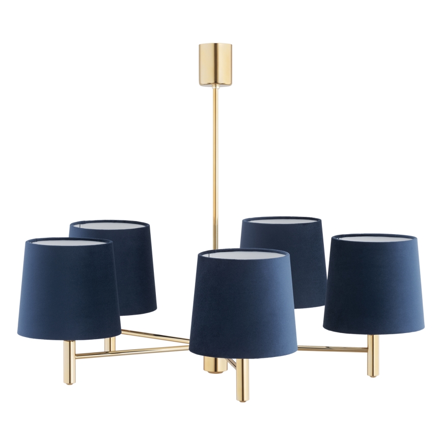 Brilagi - Suspension sur tige MONTE 5xE27/60W/230V bleu/doré