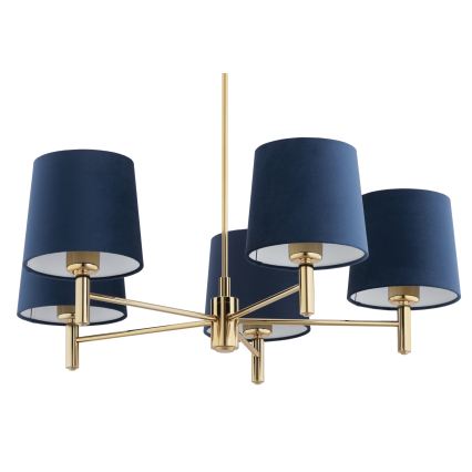 Brilagi - Suspension sur tige MONTE 5xE27/60W/230V bleu/doré