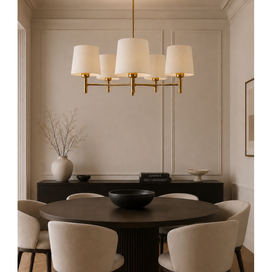 Brilagi - Suspension sur tige MONTE 5xE27/60W/230V crème/doré