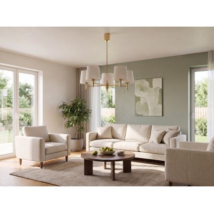 Brilagi - Suspension sur tige MONTE 5xE27/60W/230V crème/doré