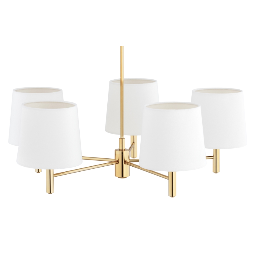 Brilagi - Suspension sur tige MONTE 5xE27/60W/230V crème/doré