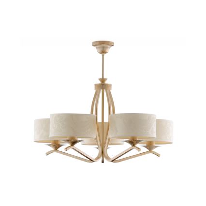 Brilagi - Suspension sur tige SAPHIRE 5xE27/15W/230V Ø 66 cm crème/doré/patine