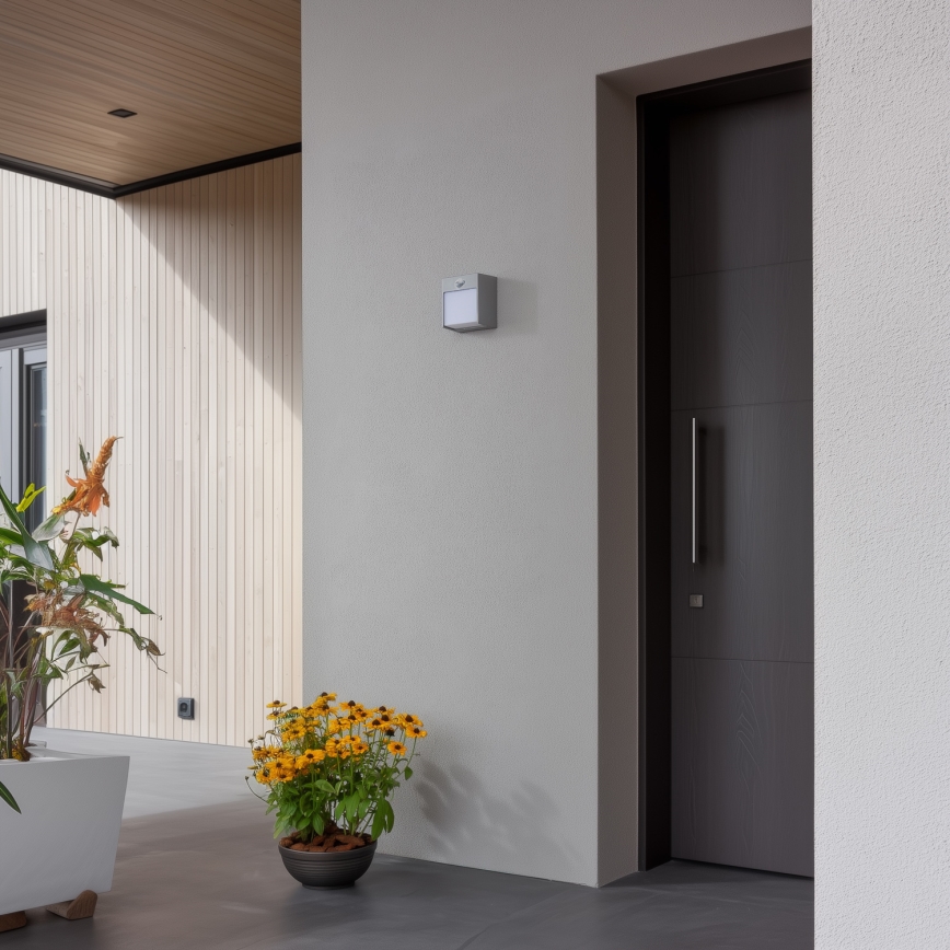 Brilagi - Lampada da parete LED da esterno con sensore TERNI LED/12W/230V grigio IP44