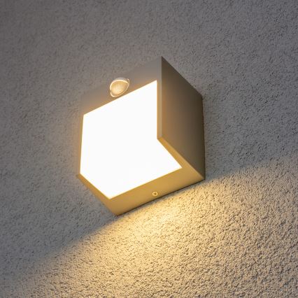 Brilagi - Lampada da parete LED da esterno con sensore TERNI LED/12W/230V grigio IP44