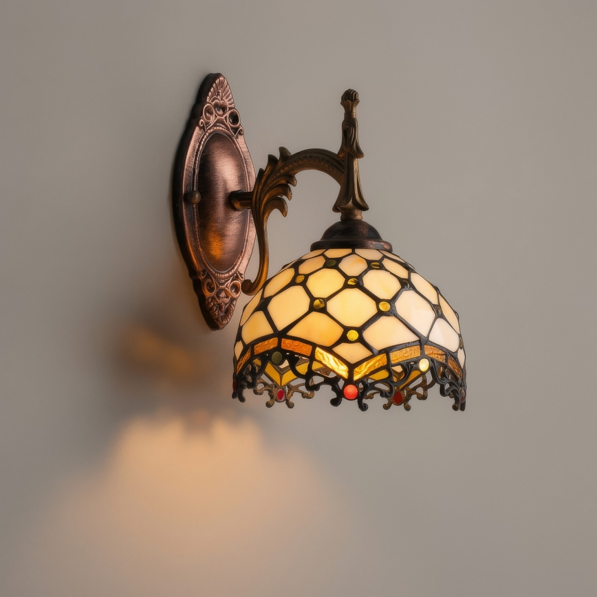 BRILAGI - Tiffany applique murale en vitrail IVORY 1xE14/40W/230V