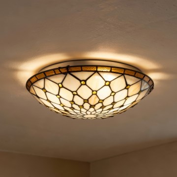 Brilagi - Tiffany-Buntglas-Deckenleuchte IVORY 2xE27/60W/230V Ø 40 cm
