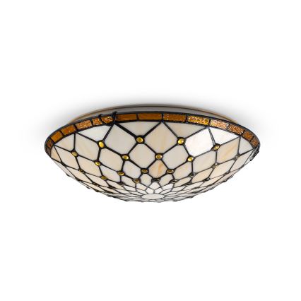 Brilagi - Tiffany-Buntglas-Deckenleuchte IVORY 2xE27/60W/230V Ø 40 cm
