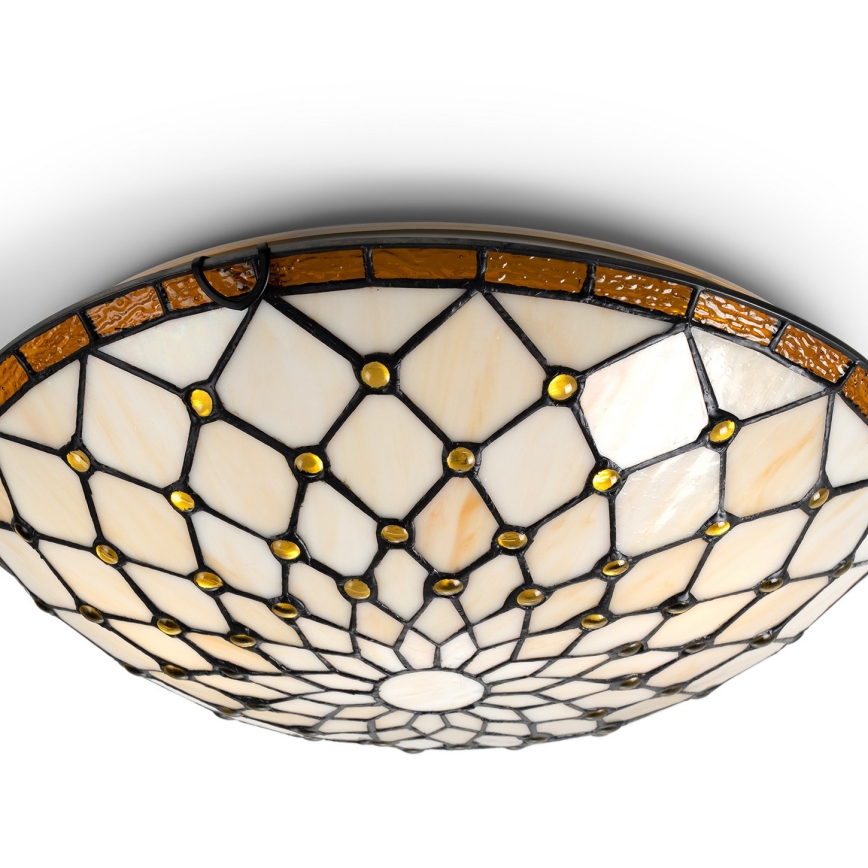 Brilagi - Tiffany-Buntglas-Deckenleuchte IVORY 2xE27/60W/230V Ø 40 cm
