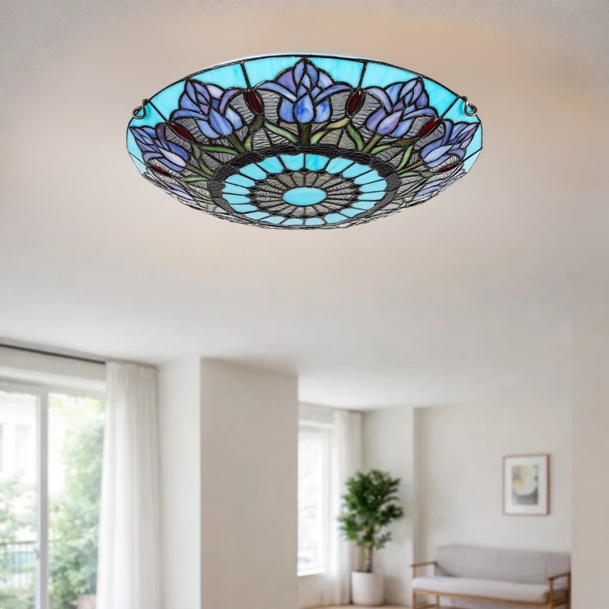 Brilagi - Tiffany-Buntglas-Deckenleuchte LORAS 2xE27/60W/230V