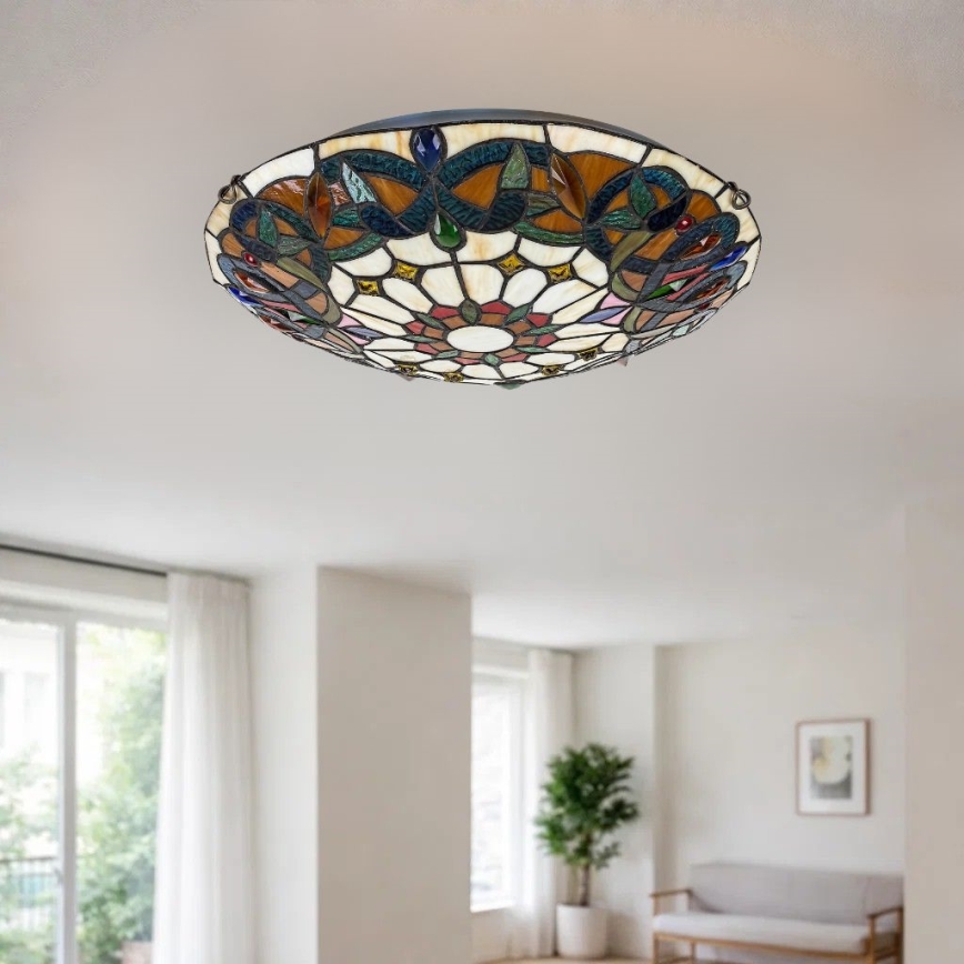 Brilagi - Tiffany-Buntglas-Deckenleuchte LUISA 2xE27/60W/230V Ø 40 cm